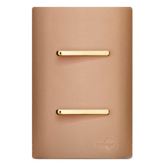 Conjunto Duplo Interruptor 1 Simples + 1 Paralelo 4x2 - Novara Ouro Rose Gold